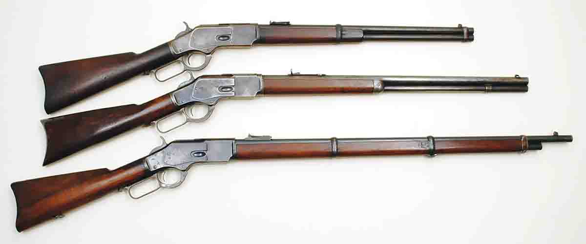Mike’s Model 1873 Springfield cavalry carbine rifle (top) and infantry rifle (bottom).